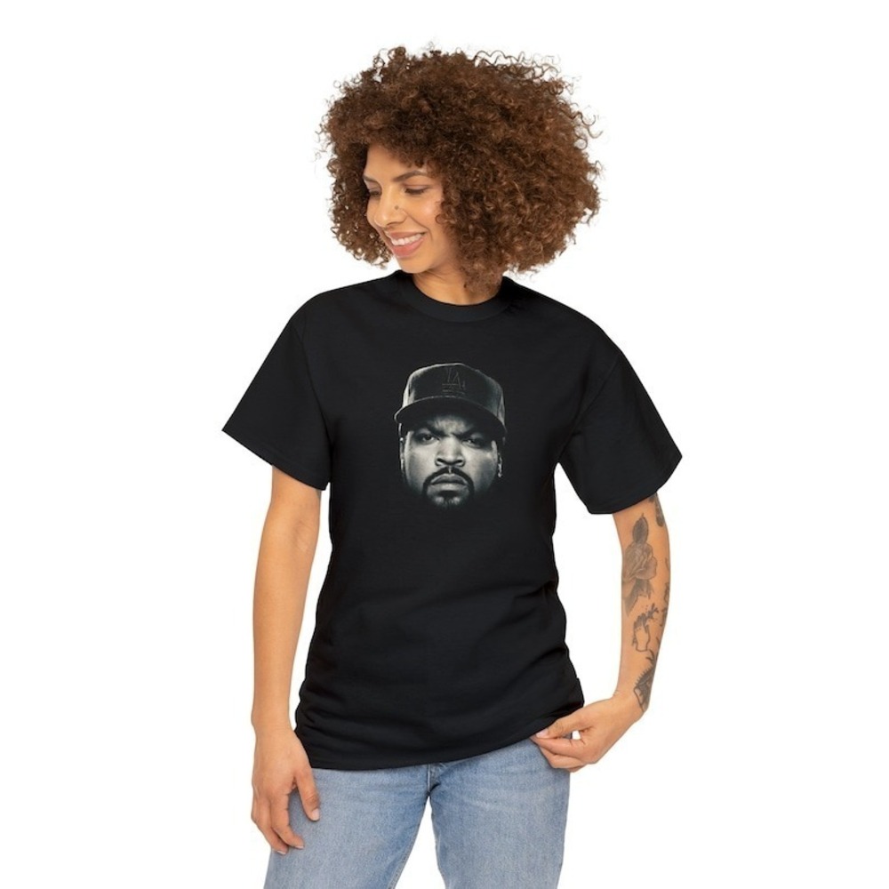 Ice Cube’s Face On A Black T-Shirt 100_ Cotton